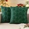 Christmas Throw Pillow Covers – Set of 2 Dark Green Xmas Tree Decorative Pillowcases, 18x18 Inches, Soft Plush Faux Wool Holiday Cushion Covers for Sofa, Couch, Bed, Porch